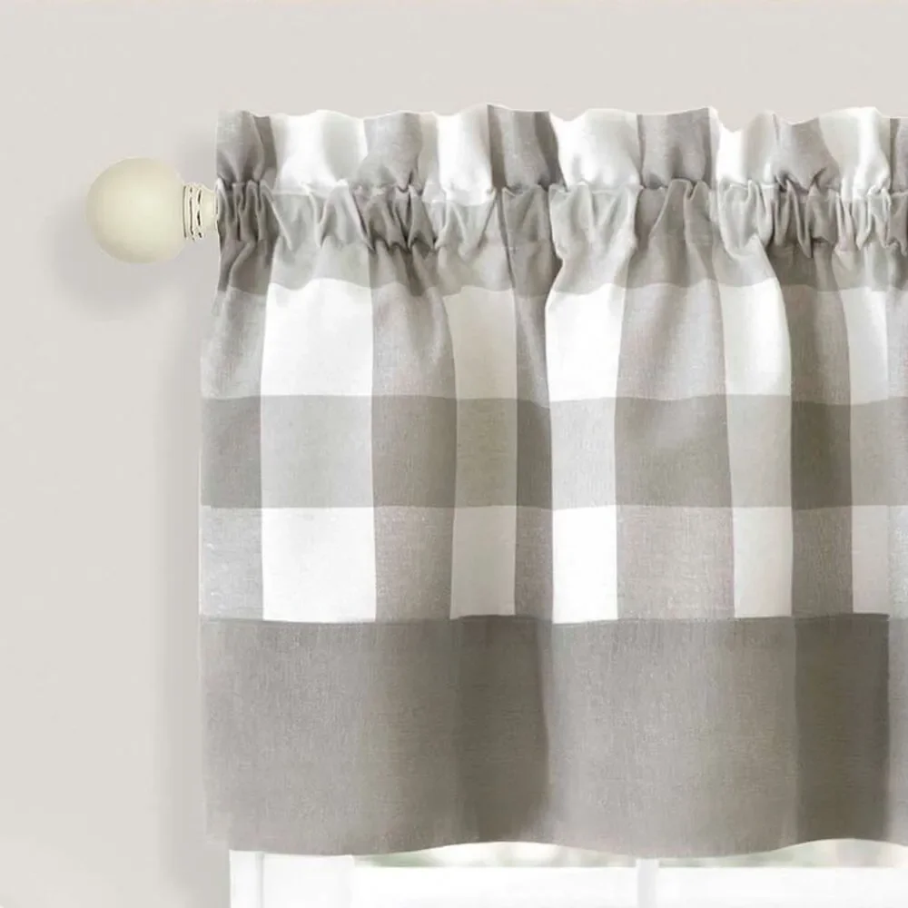 Achim Home Furnishing Hunter Grey Plaid Modern Window Curtain Panels : 57